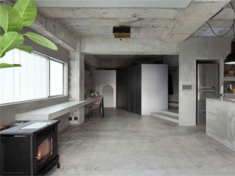 decoración industrial con estufa